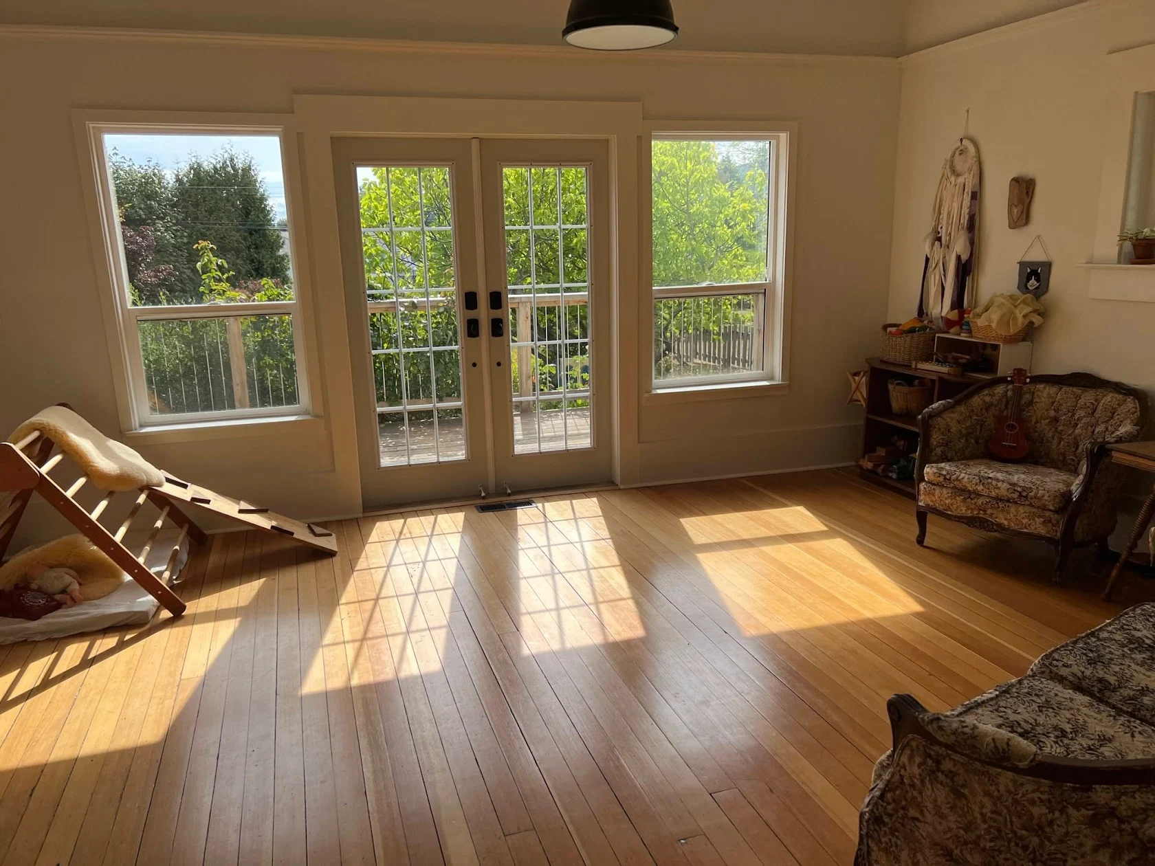 A freshly cleaned home in Nanaimo. The hardwood floors have been polished and vacuumed.