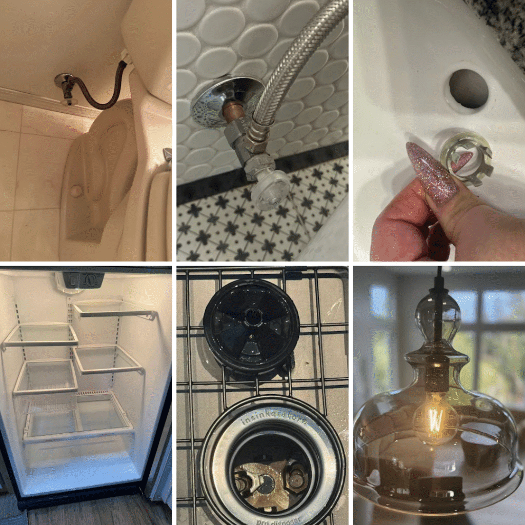 Nanaimo house cleaners show deep cleaning of hidden spots such as sink drains, high corners, baseboards, fan blades, and toilets.