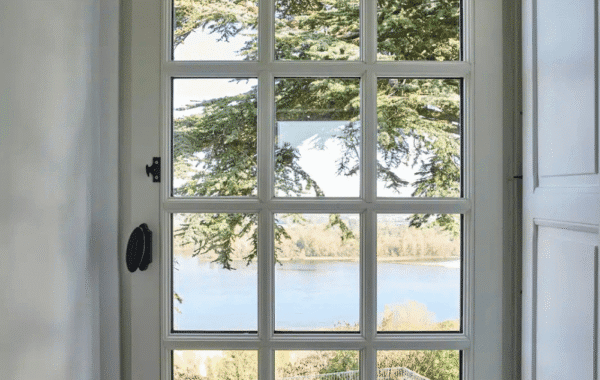 A freshly cleaned French window.