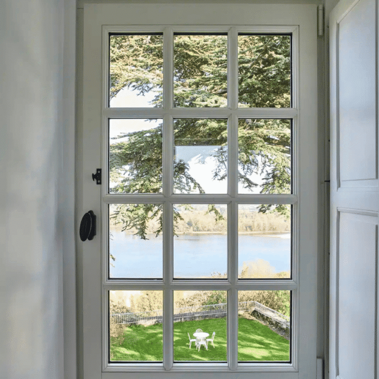 A freshly cleaned French window.